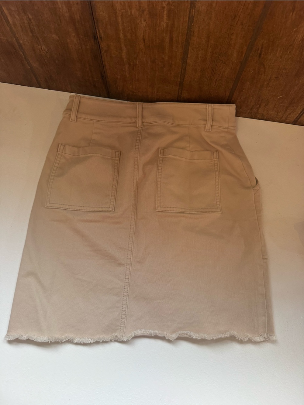 Loft cream denim Cargo Utility Pocket Mini Skirt- size 2 Petite - Picture 4 of 9